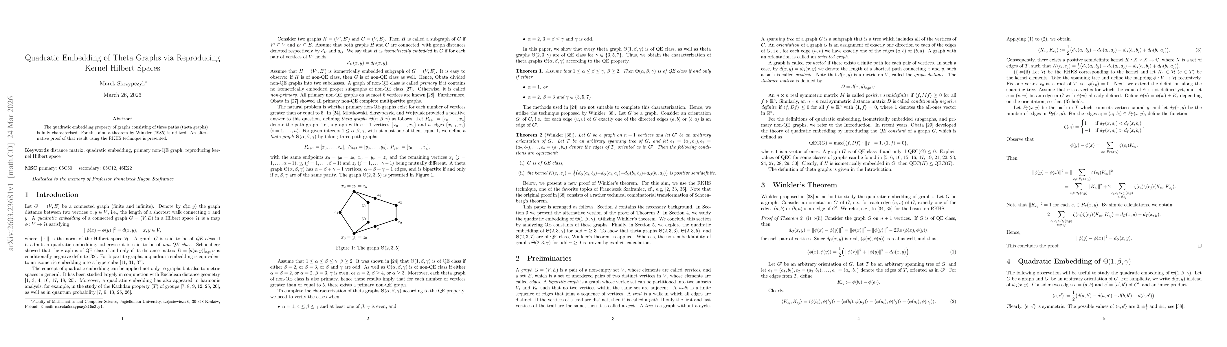 Thumbnail for Quadratic Embedding of Theta Graphs via Reproducing Kernel Hilbert Spaces
