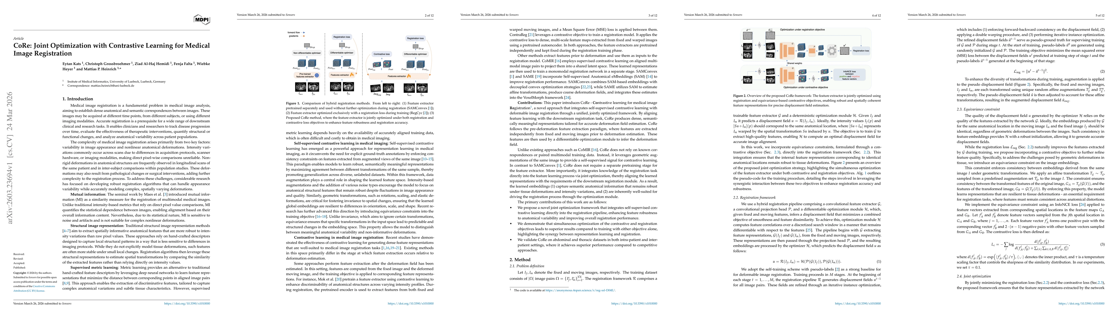 Thumbnail for CoRe: Joint Optimization with Contrastive Learning for Medical Image Registration