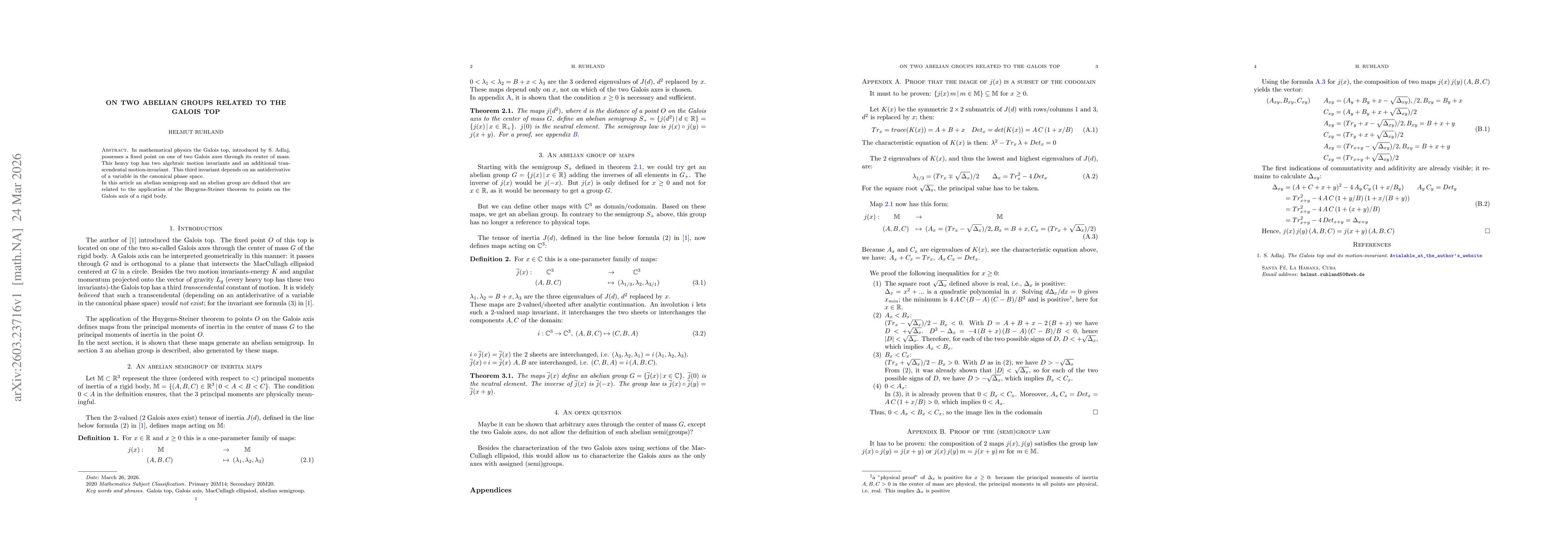 Thumbnail for On two Abelian Groups Related to the Galois Top