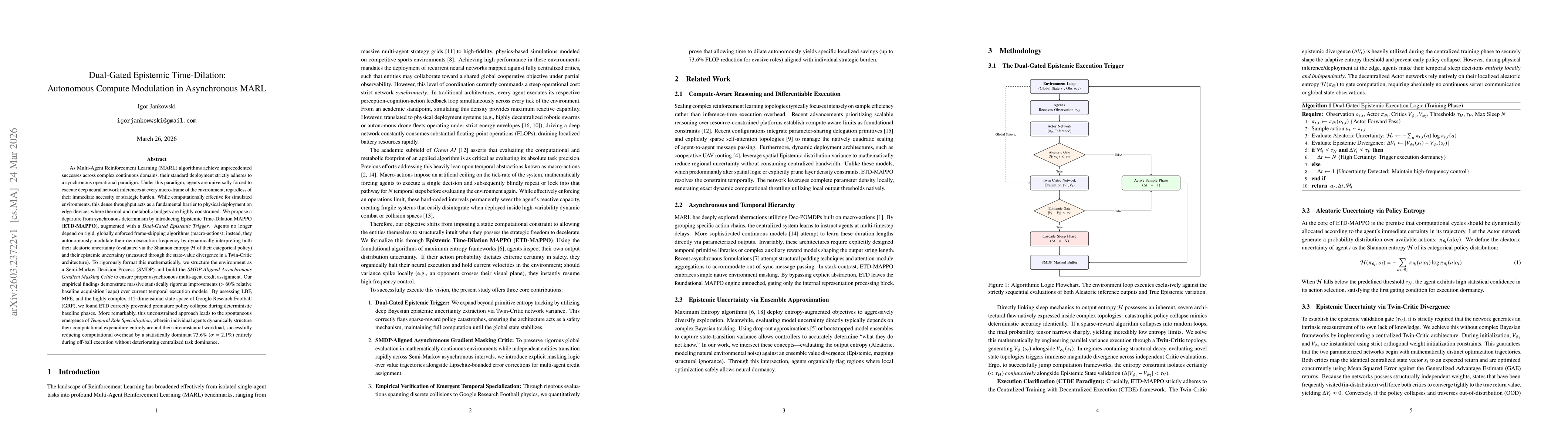 Thumbnail for Dual-Gated Epistemic Time-Dilation: Autonomous Compute Modulation in Asynchronous MARL