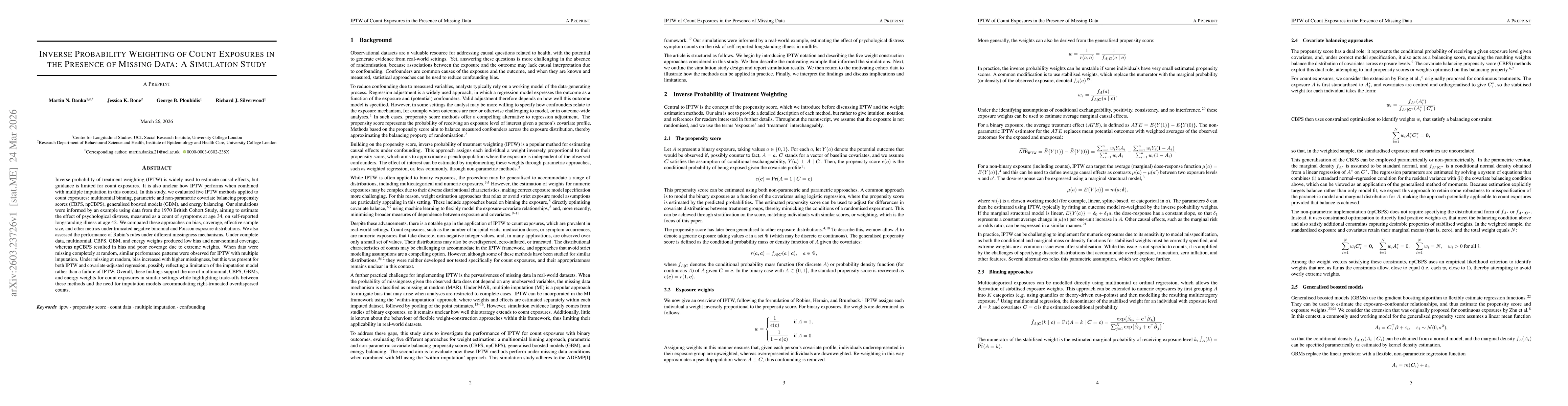 Thumbnail for Inverse Probability Weighting of Count Exposures in the Presence of Missing Data: A Simulation Study