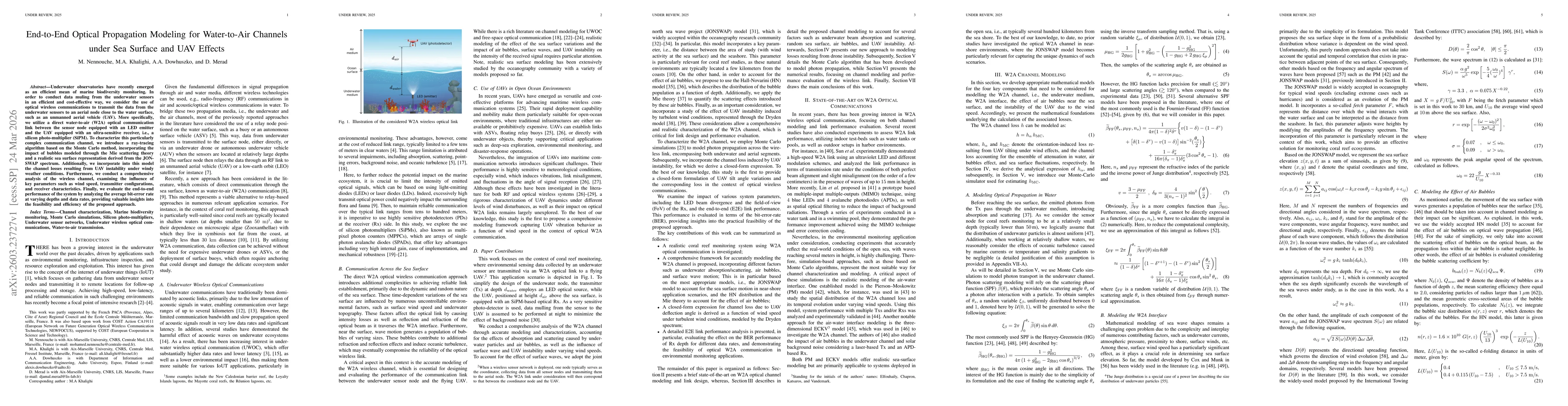 Thumbnail for End-to-End Optical Propagation Modeling for Water-to-Air Channels under Sea Surface and UAV Effects