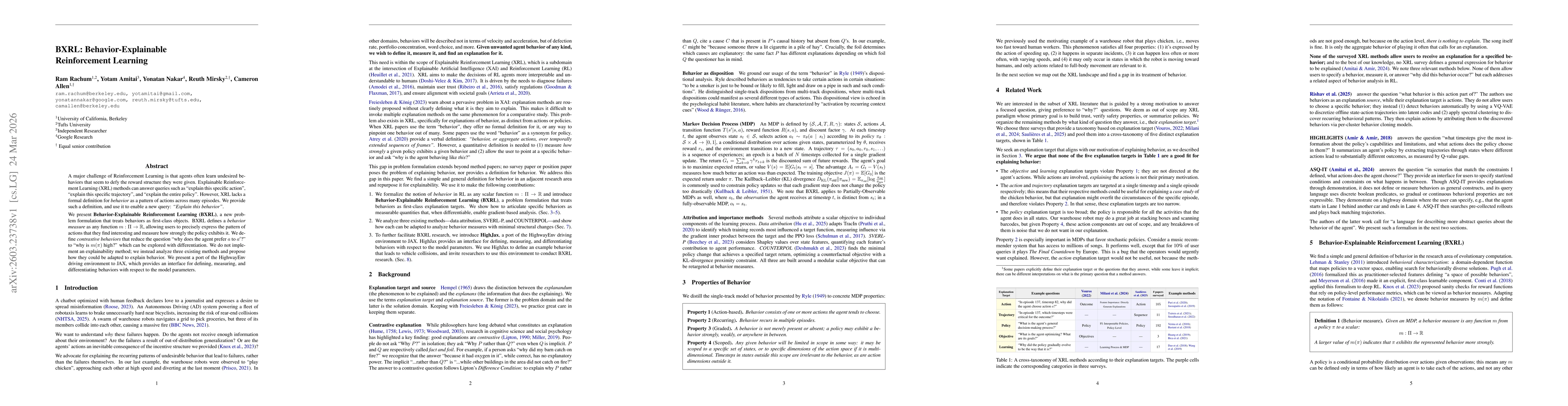 Thumbnail for BXRL: Behavior-Explainable Reinforcement Learning
