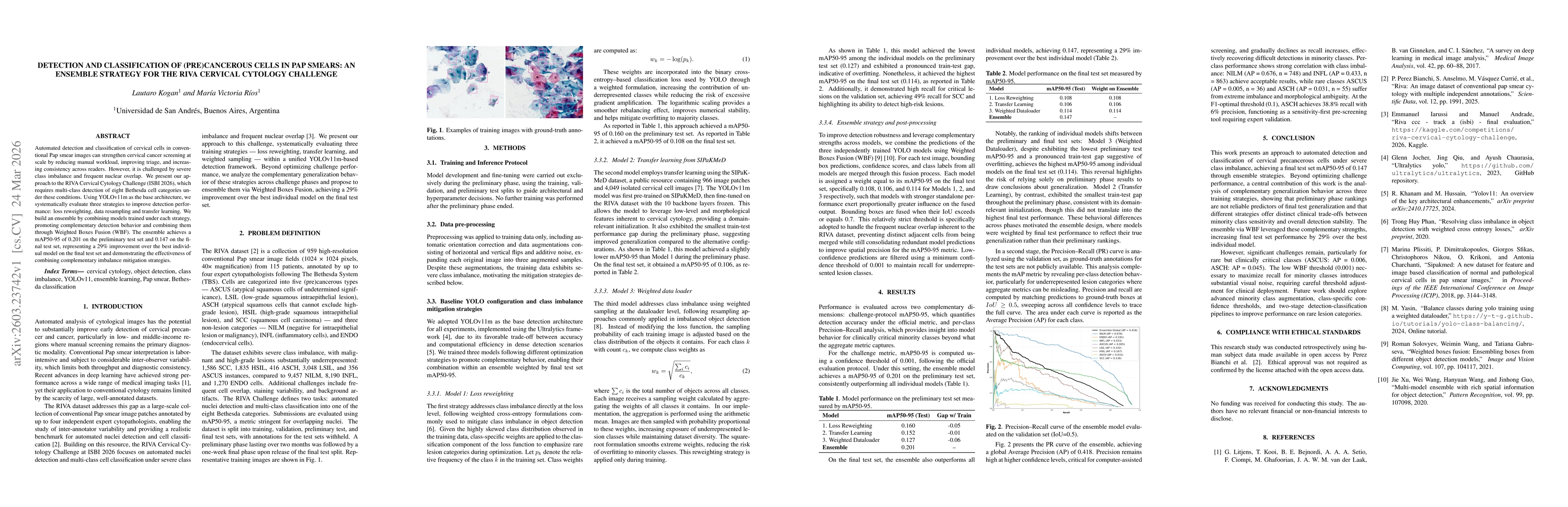Thumbnail for Detection and Classification of (Pre)Cancerous Cells in Pap Smears: An Ensemble Strategy for the RIVA Cervical Cytology Challenge