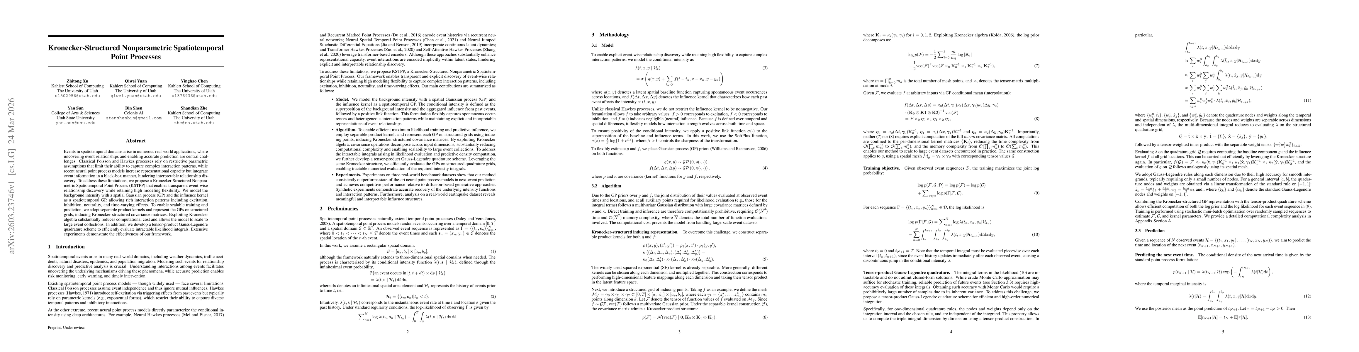 Thumbnail for Kronecker-Structured Nonparametric Spatiotemporal Point Processes
