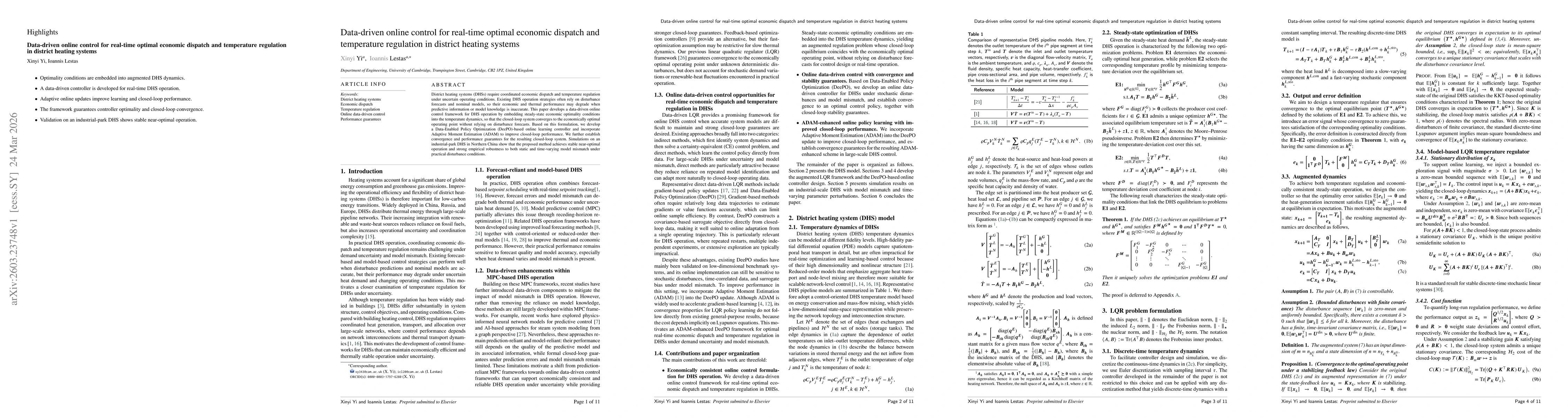 Thumbnail for Data-driven online control for real-time optimal economic dispatch and temperature regulation in district heating systems