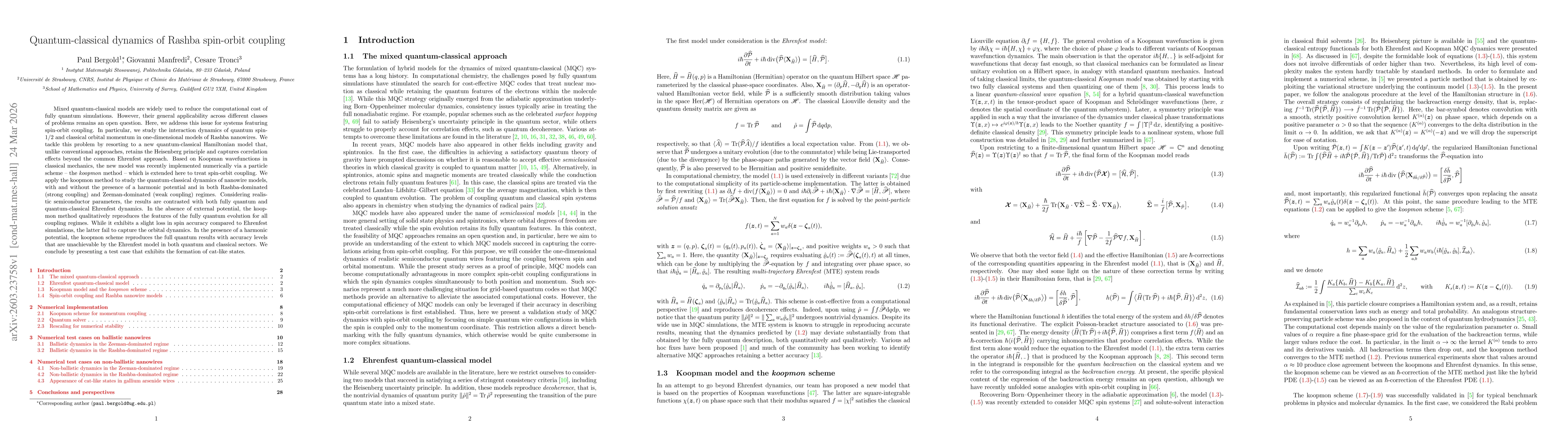 Thumbnail for Quantum-classical dynamics of Rashba spin-orbit coupling