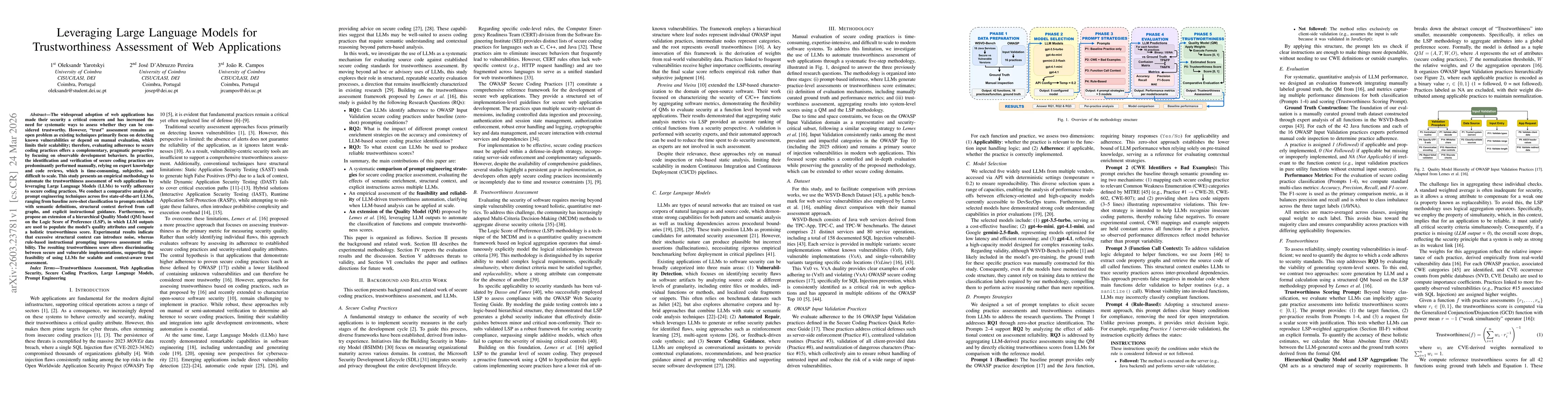 Thumbnail for Leveraging Large Language Models for Trustworthiness Assessment of Web Applications