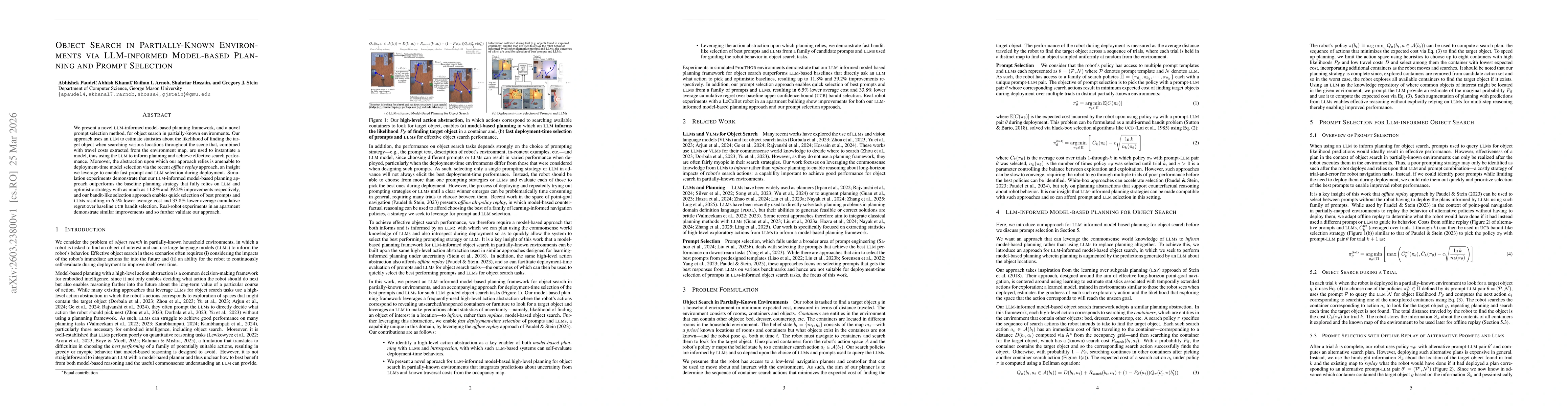 Thumbnail for Object Search in Partially-Known Environments via LLM-informed Model-based Planning and Prompt Selection