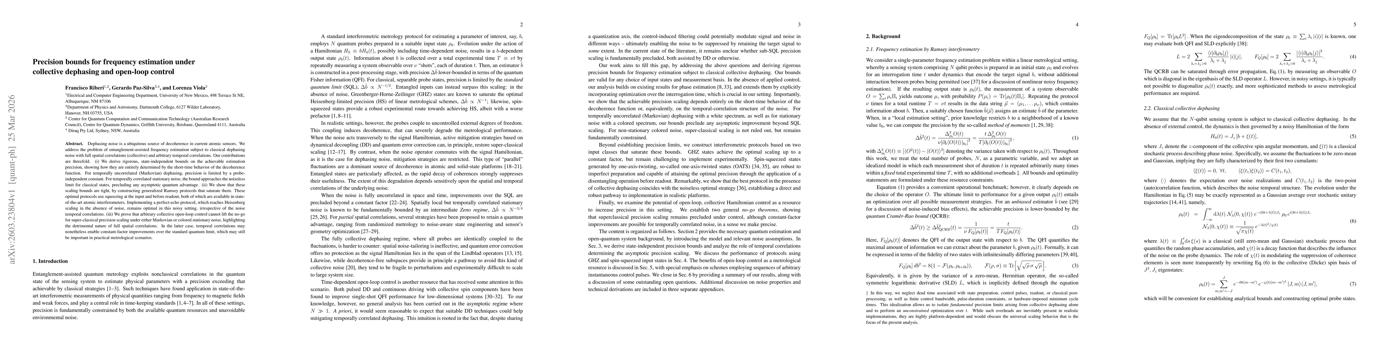 Thumbnail for Precision bounds for frequency estimation under collective dephasing and open-loop control