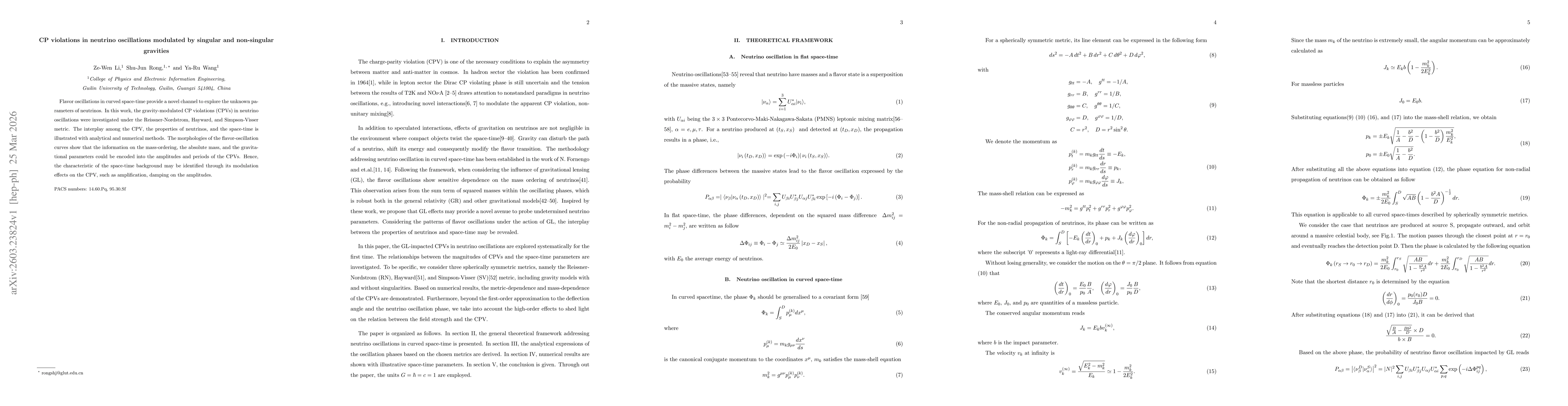 Thumbnail for CP violations in neutrino oscillations modulated by singular and non-singular gravities