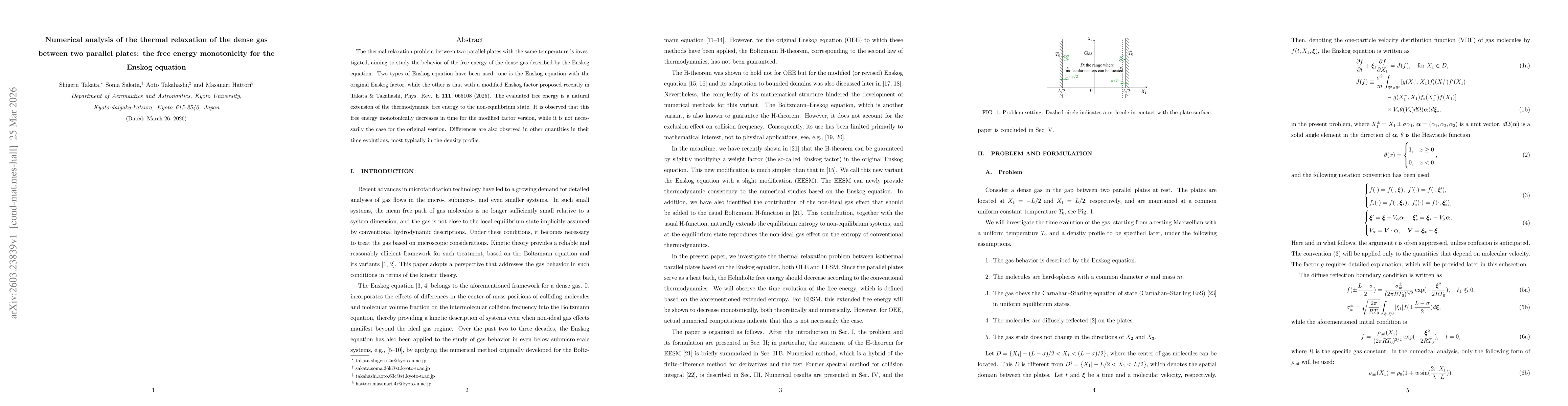 Thumbnail for Numerical analysis of the thermal relaxation of the dense gas between two parallel plates: the free energy monotonicity for the Enskog equation