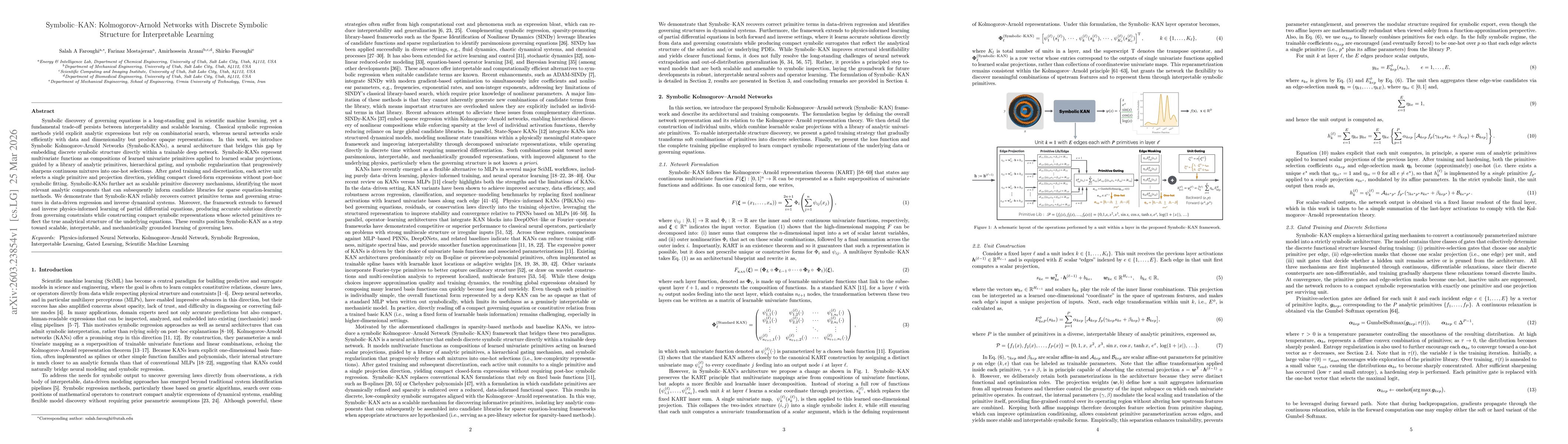 Thumbnail for Symbolic--KAN: Kolmogorov-Arnold Networks with Discrete Symbolic Structure for Interpretable Learning