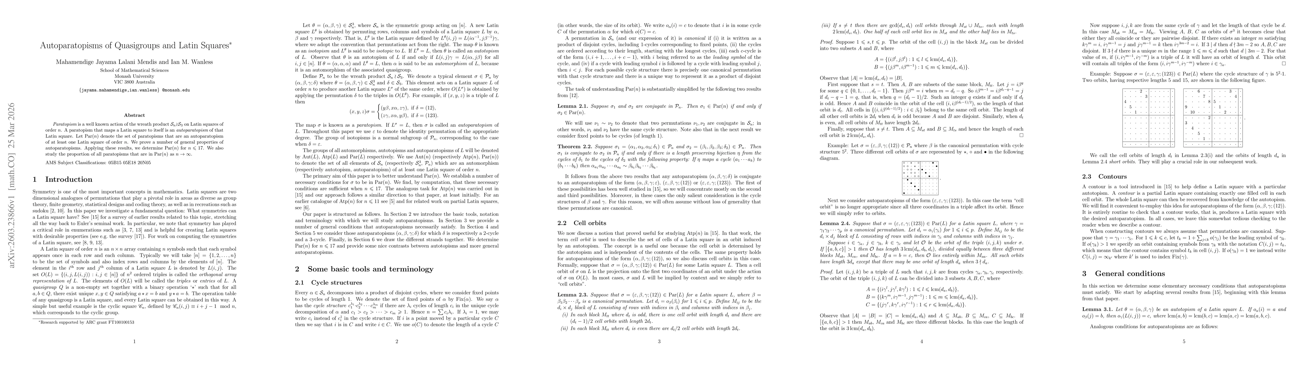 Thumbnail for Autoparatopisms of Quasigroups and Latin Squares