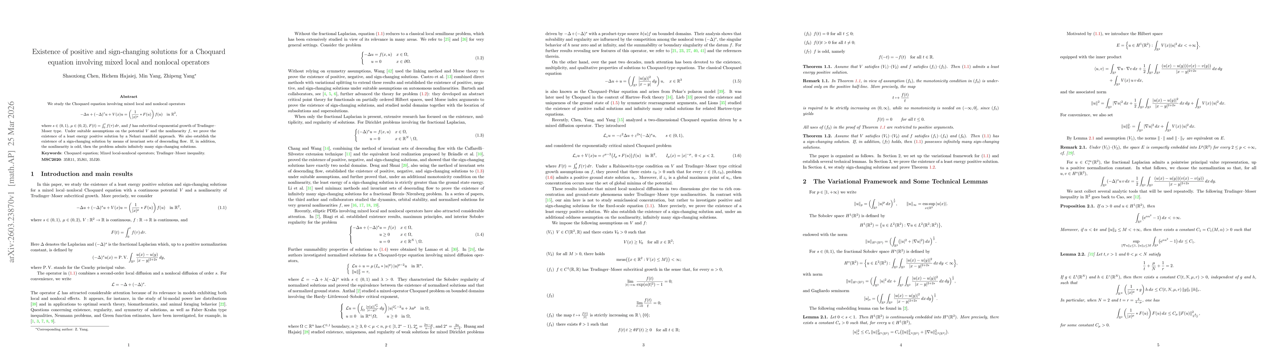 Thumbnail for Existence of positive and sign-changing solutions for a Choquard equation involving mixed local and nonlocal operators