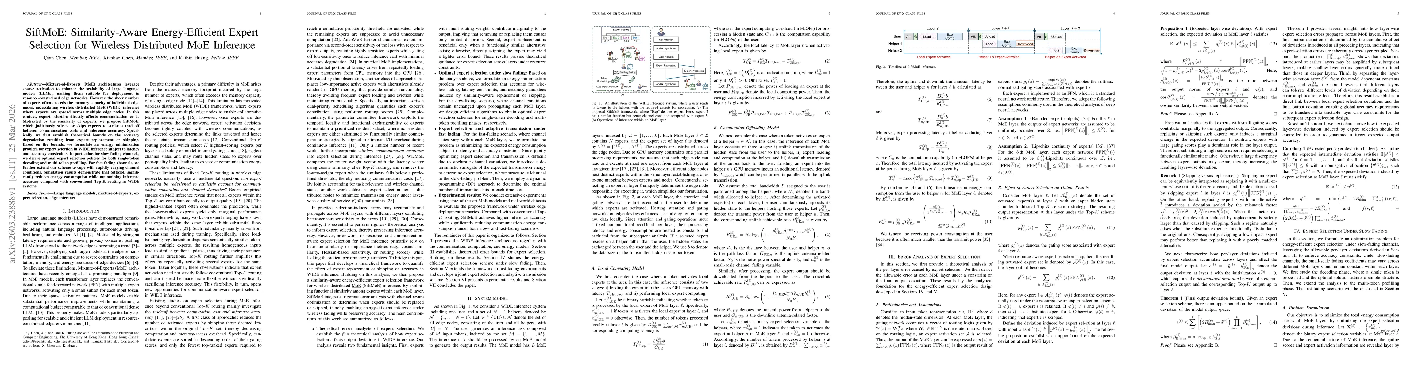 Thumbnail for SiftMoE: Similarity-Aware Energy-Efficient Expert Selection for Wireless Distributed MoE Inference