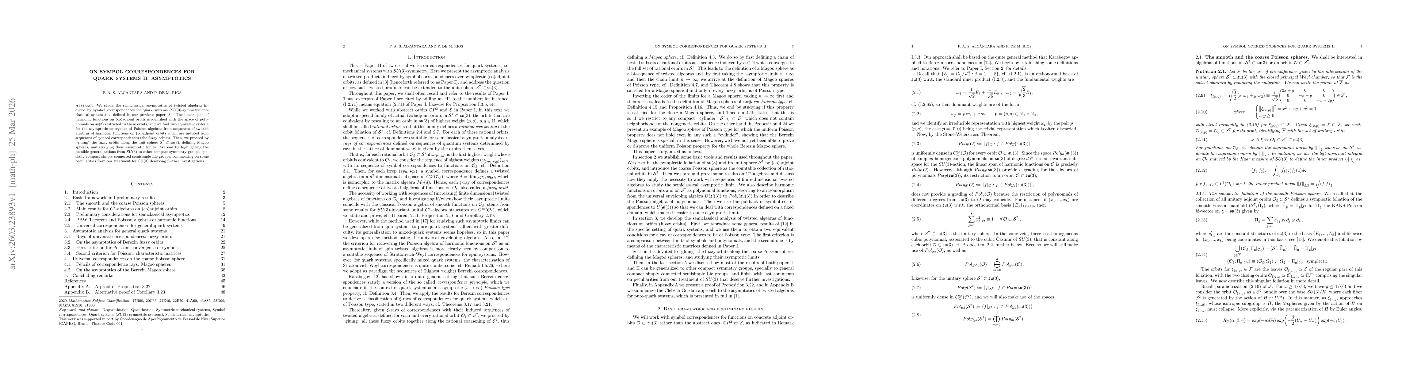 Thumbnail for On symbol correspondences for quark systems II: Asymptotics
