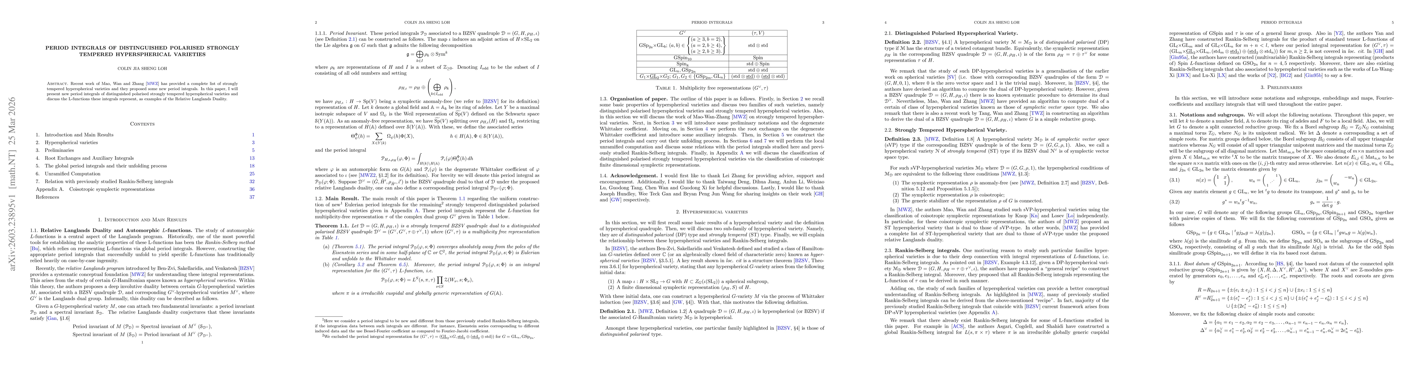 Thumbnail for Period integrals of distinguished polarised strongly tempered hyperspherical varieties