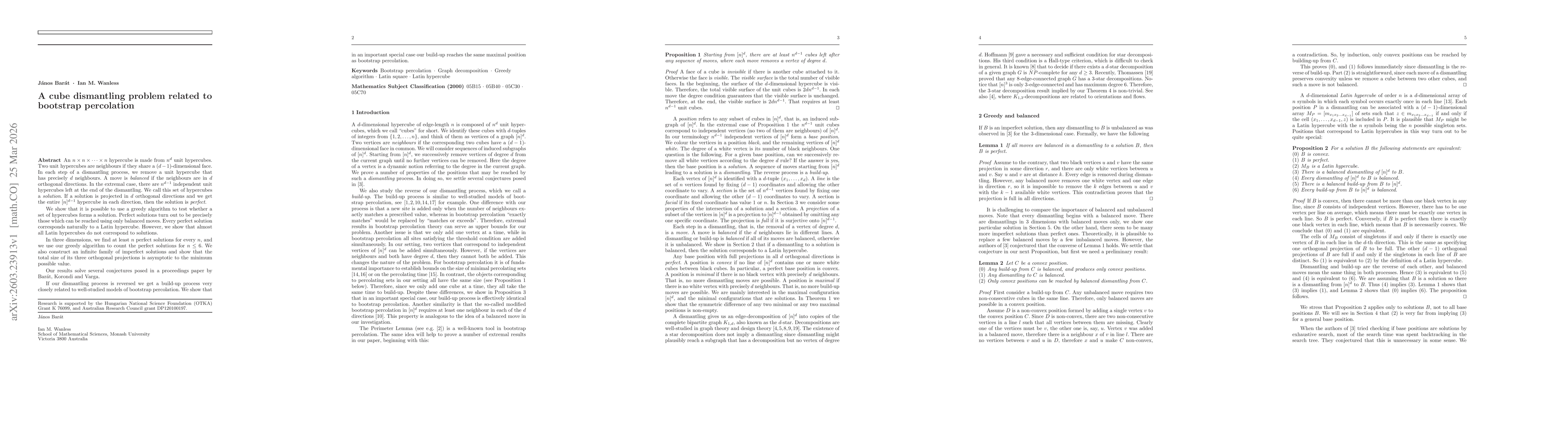 Thumbnail for A cube dismantling problem related to bootstrap percolation