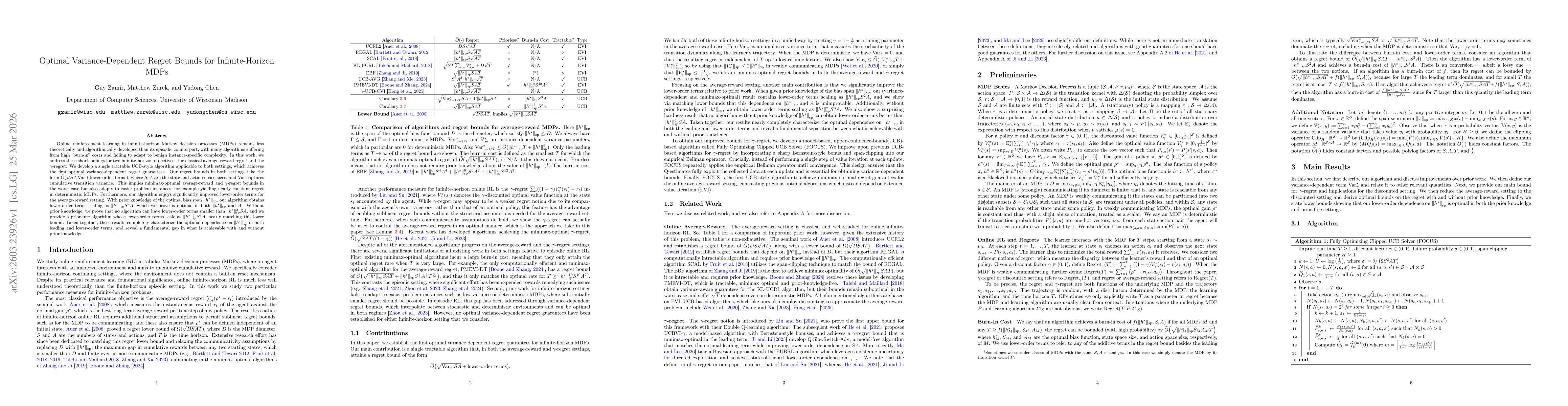 Thumbnail for Optimal Variance-Dependent Regret Bounds for Infinite-Horizon MDPs