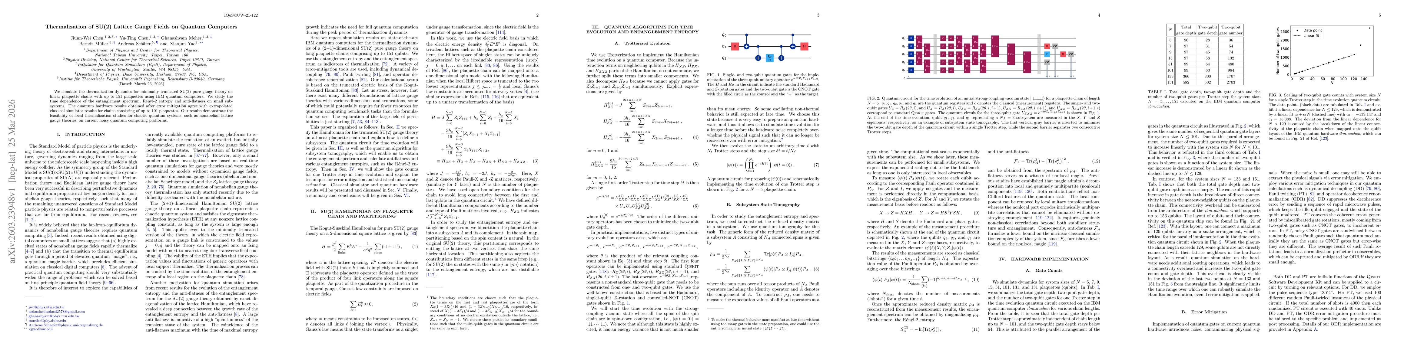 Thumbnail for Thermalization of SU(2) Lattice Gauge Fields on Quantum Computers