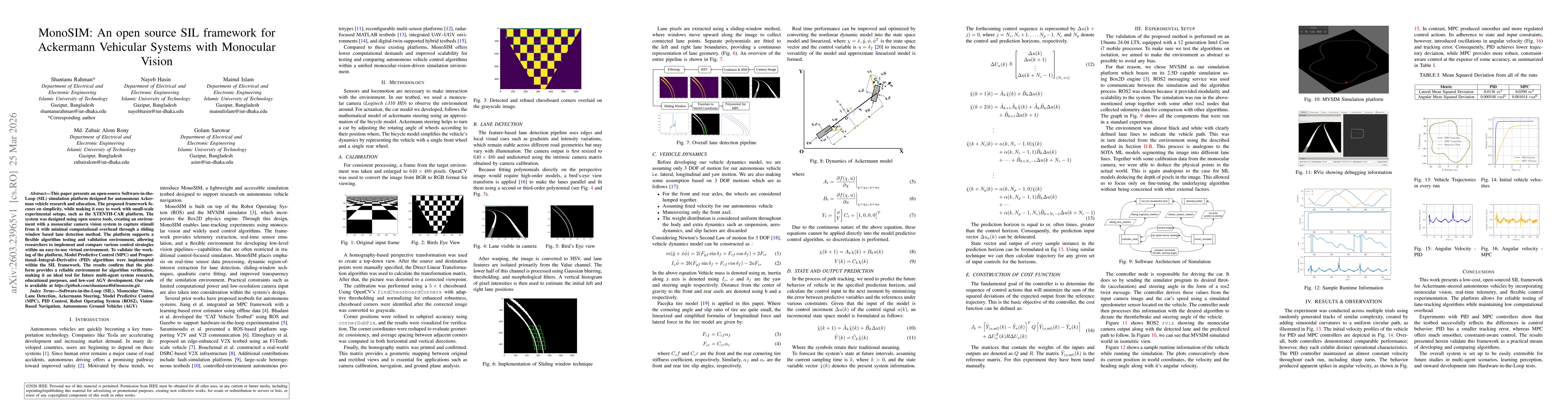 Thumbnail for MonoSIM: An open source SIL framework for Ackermann Vehicular Systems with Monocular Vision