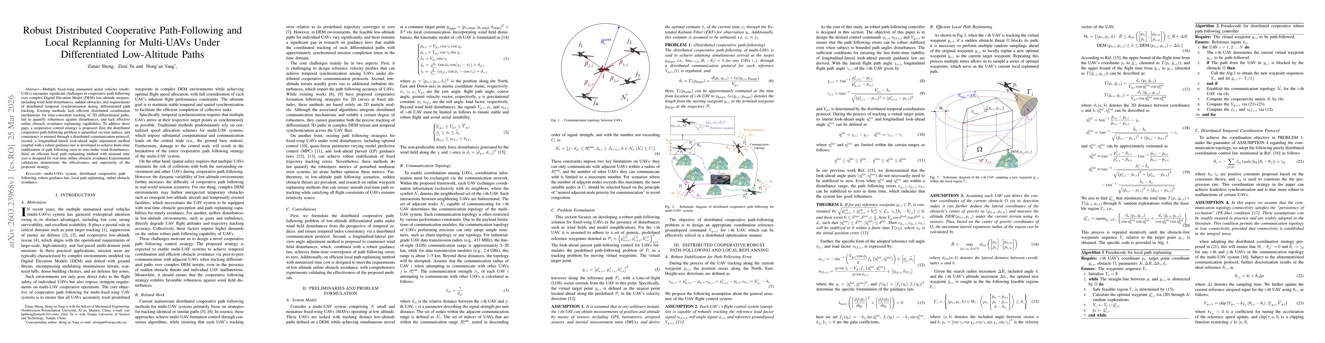 Thumbnail for Robust Distributed Cooperative Path-Following and Local Replanning for Multi-UAVs Under Differentiated Low-Altitude Paths