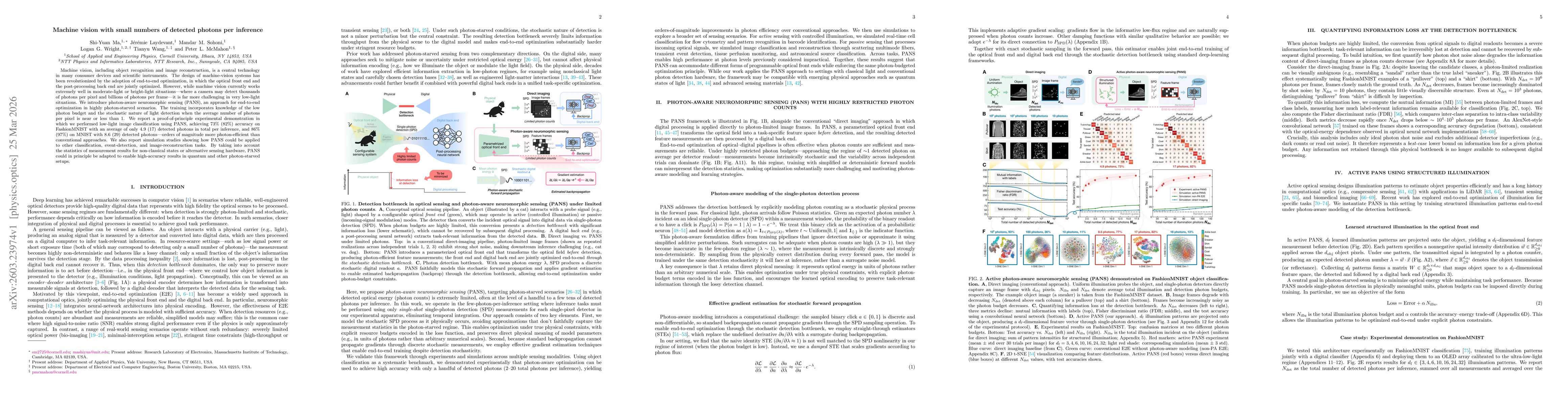 Thumbnail for Machine vision with small numbers of detected photons per inference
