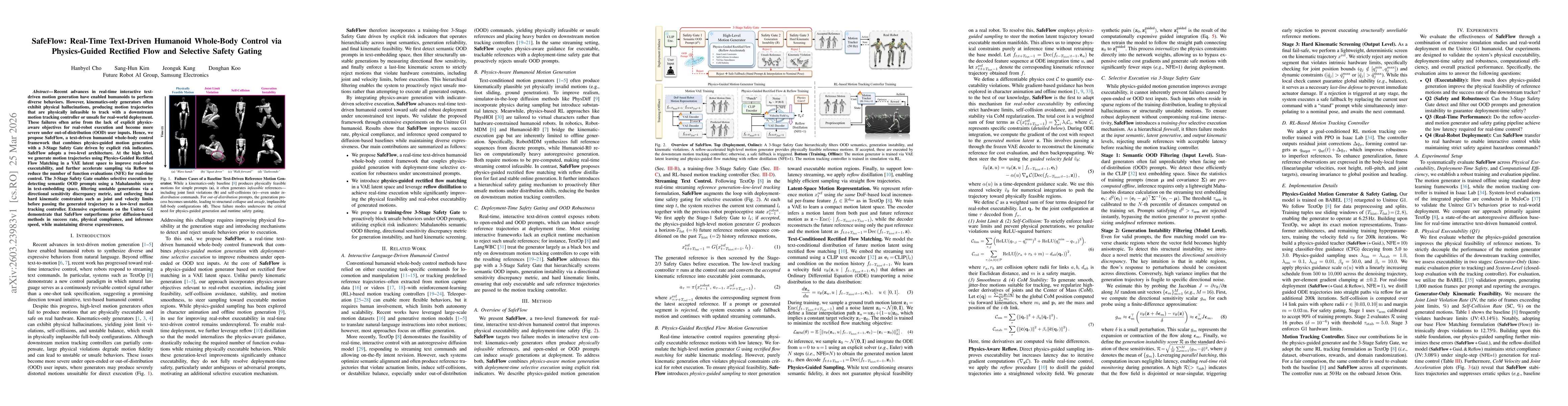 Thumbnail for SafeFlow: Real-Time Text-Driven Humanoid Whole-Body Control via Physics-Guided Rectified Flow and Selective Safety Gating