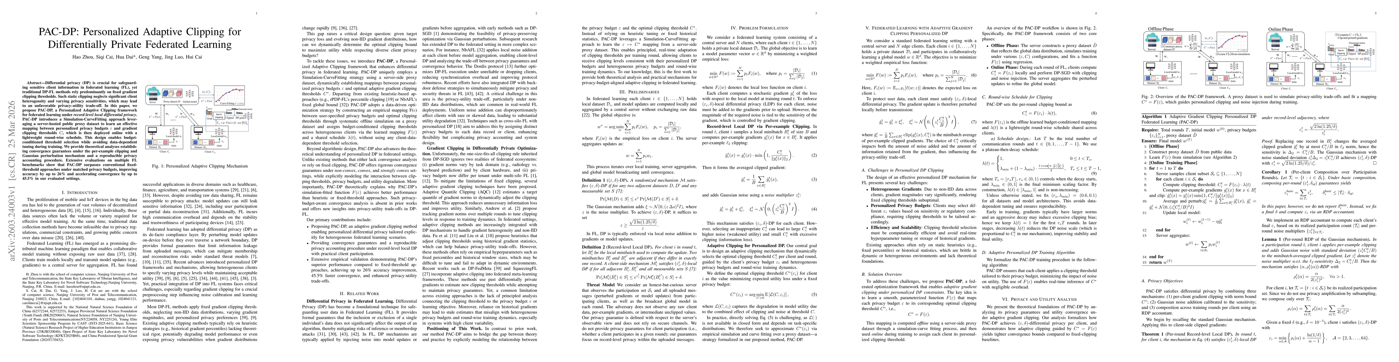 Thumbnail for PAC-DP: Personalized Adaptive Clipping for Differentially Private Federated Learning