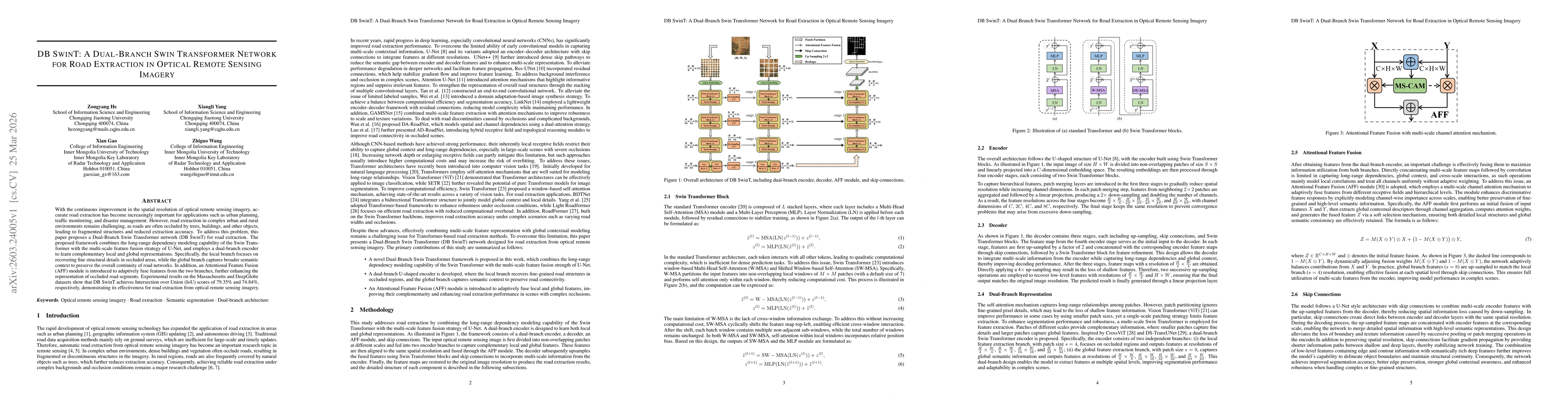 Thumbnail for DB SwinT: A Dual-Branch Swin Transformer Network for Road Extraction in Optical Remote Sensing Imagery