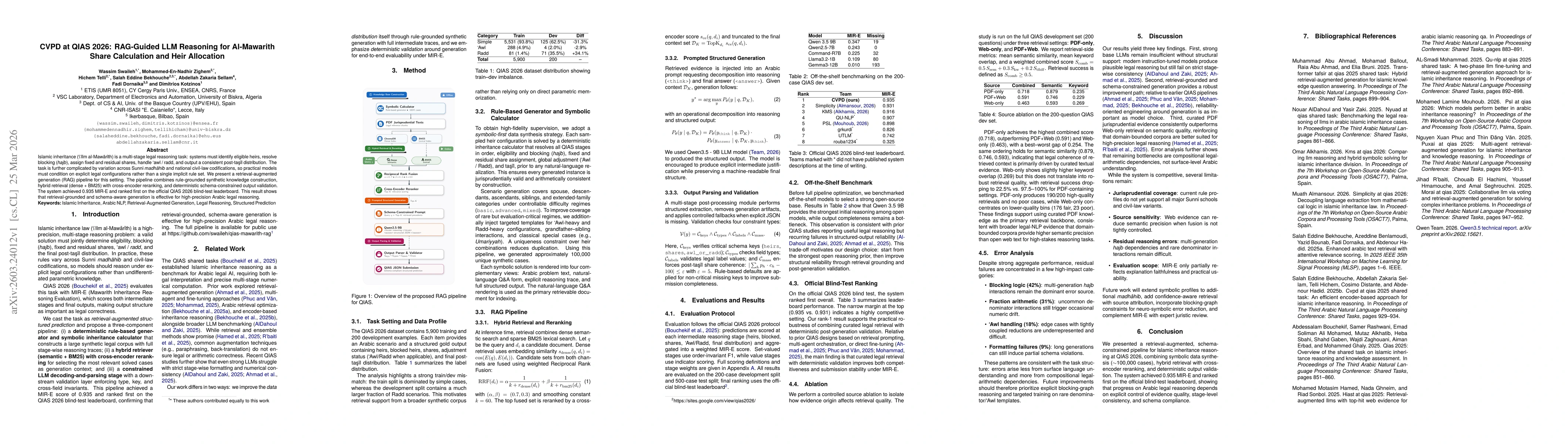 Thumbnail for CVPD at QIAS 2026: RAG-Guided LLM Reasoning for Al-Mawarith Share Computation and Heir Allocation