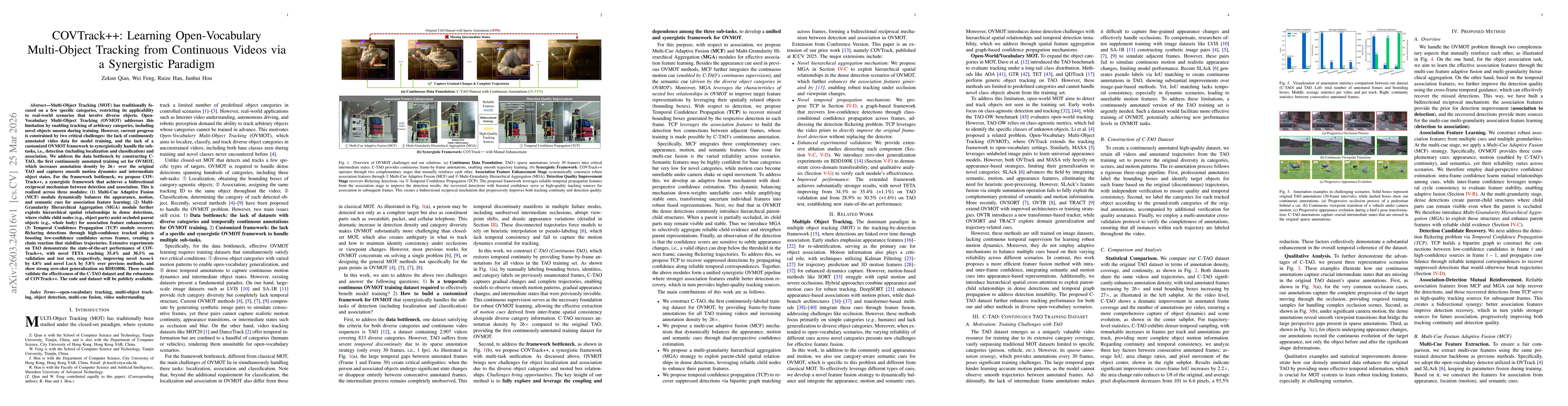 Thumbnail for COVTrack++: Learning Open-Vocabulary Multi-Object Tracking from Continuous Videos via a Synergistic Paradigm