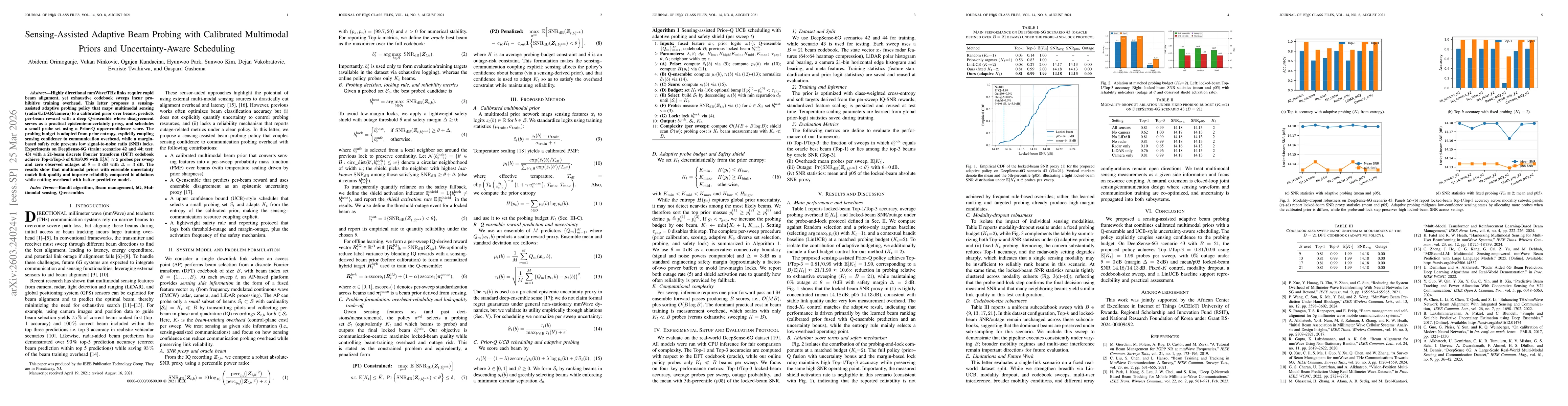 Thumbnail for Sensing-Assisted Adaptive Beam Probing with Calibrated Multimodal Priors and Uncertainty-Aware Scheduling