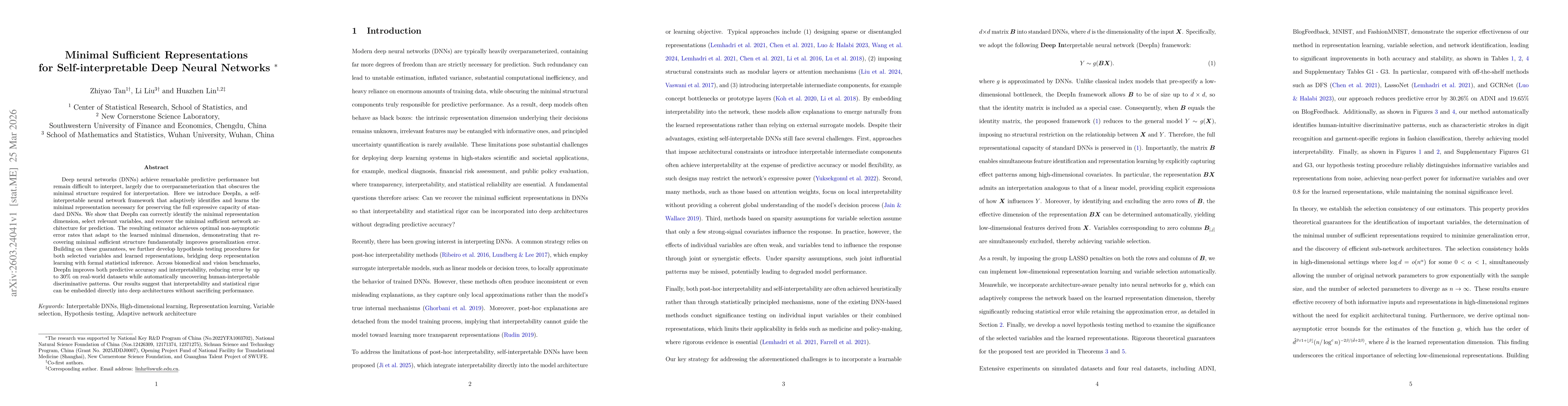 Thumbnail for Minimal Sufficient Representations for Self-interpretable Deep Neural Networks
