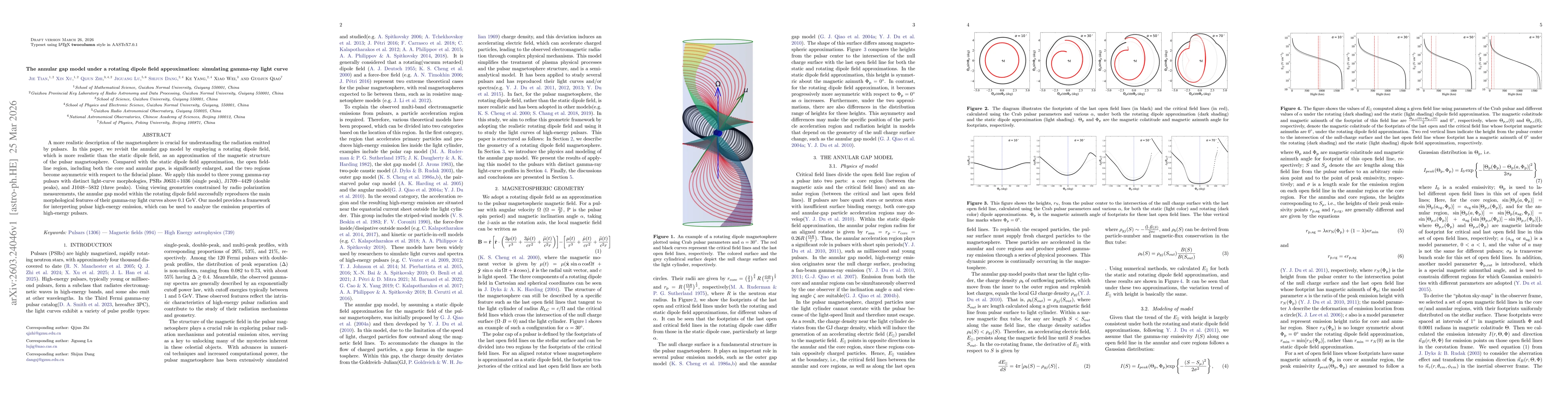 Thumbnail for The annular gap model under a rotating dipole field approximation: simulating gamma-ray light curve