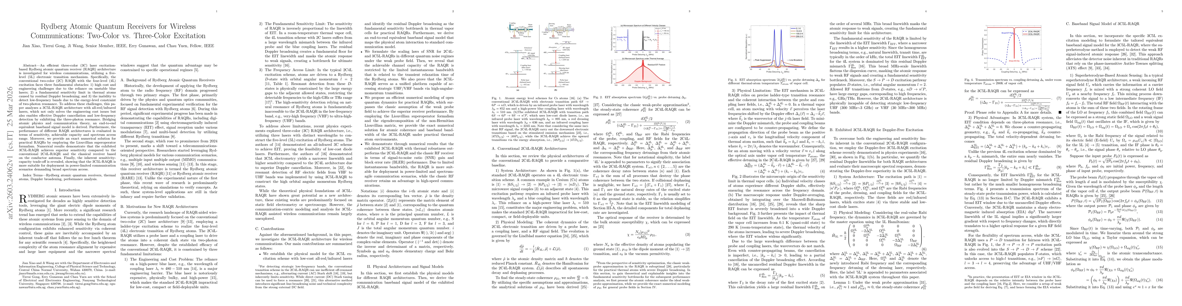 Thumbnail for Rydberg Atomic Quantum Receivers for Wireless Communications: Two-Color vs. Three-Color Excitation