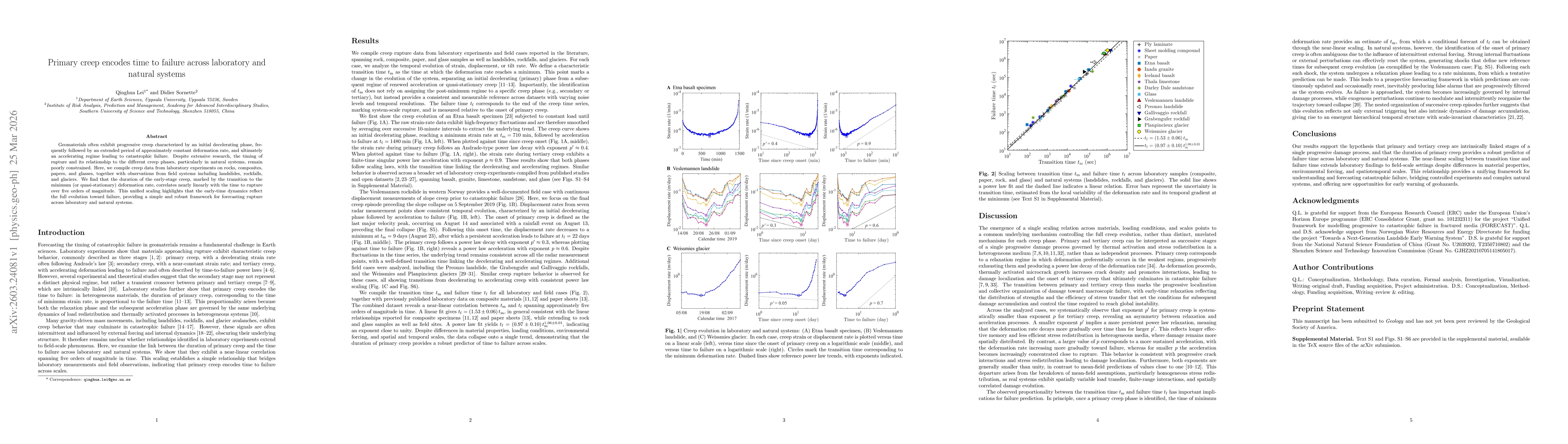 Thumbnail for Primary creep encodes time to failure across laboratory and natural systems