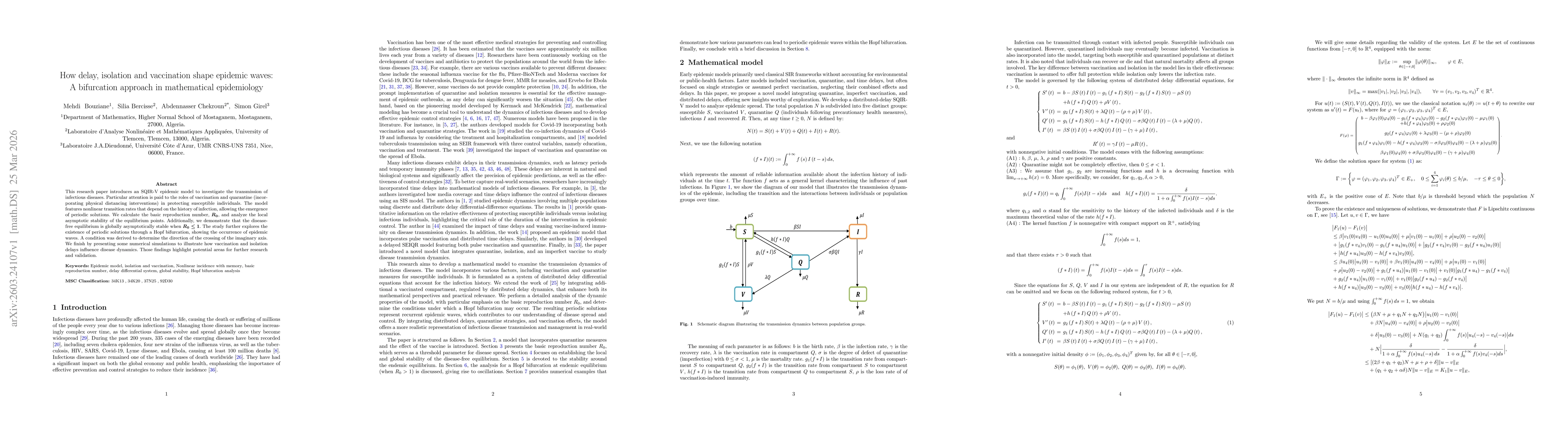 Thumbnail for How delay, isolation and vaccination shape epidemic waves: a bifurcation approach in mathematical epidemiology