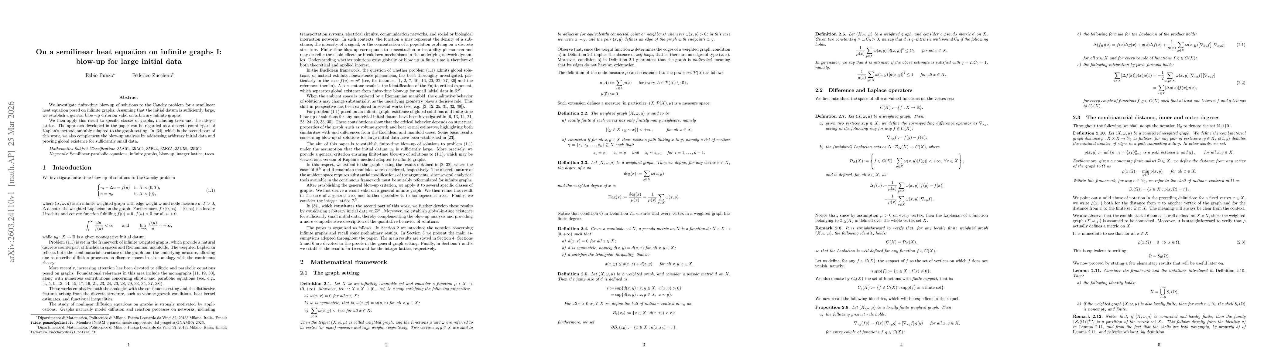 Thumbnail for On a semilinear heat equation on infinite graphs I: blow-up for large initial data
