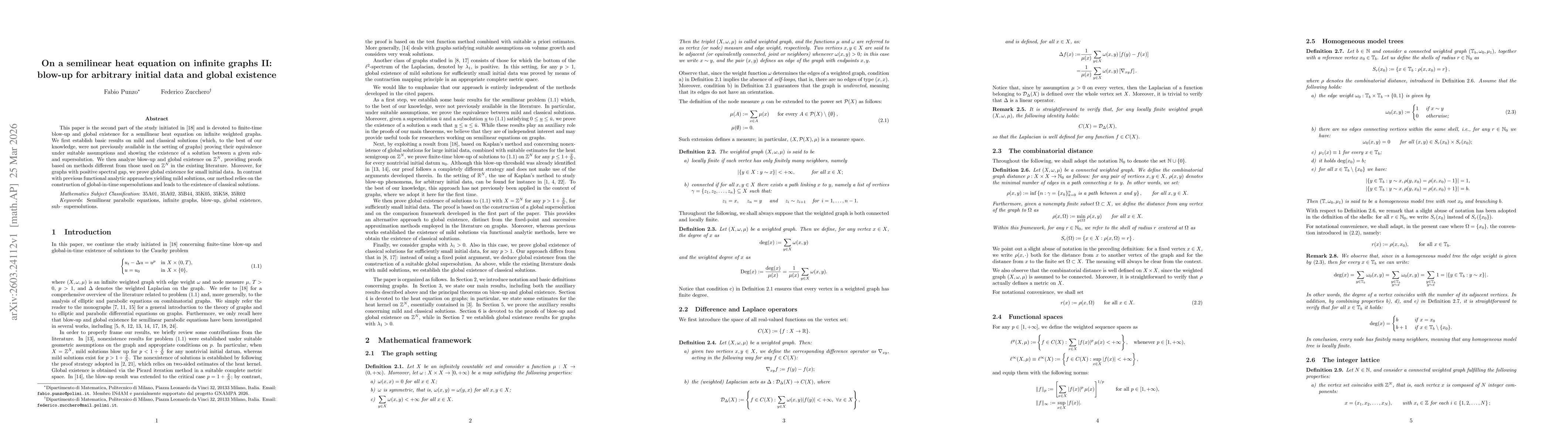 Thumbnail for On a semilinear heat equation on infinite graphs II: blow-up for arbitrary initial data and global existence