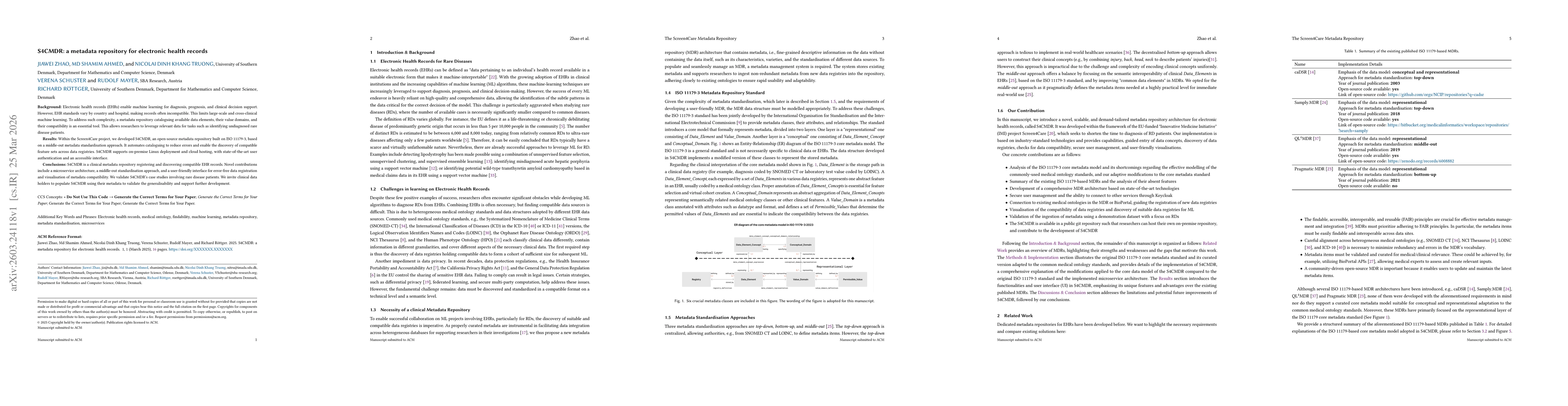 Thumbnail for S4CMDR: a metadata repository for electronic health records