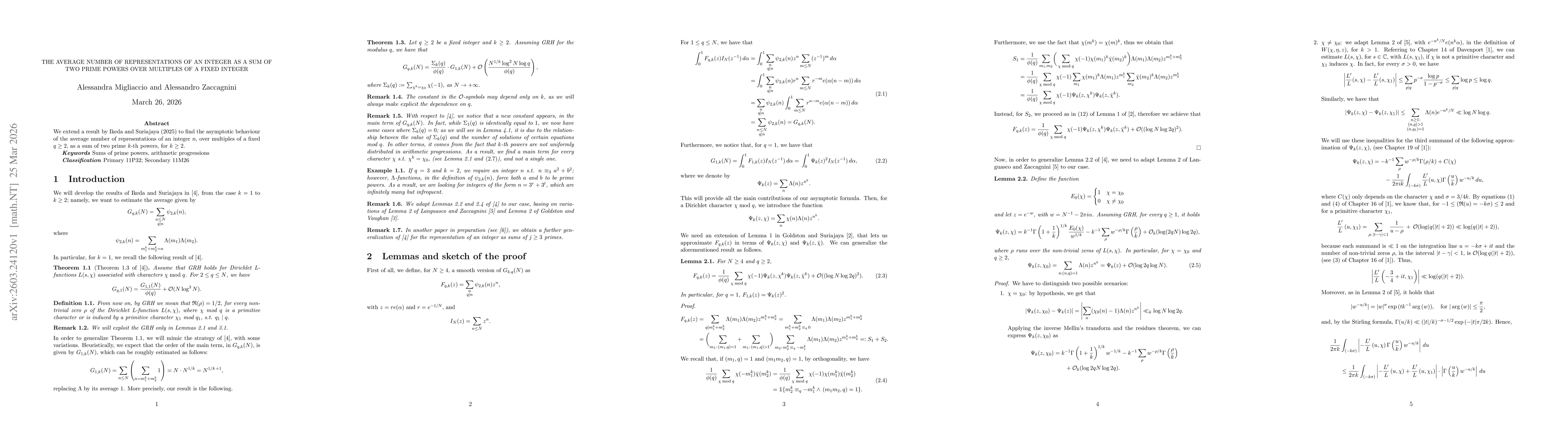 Thumbnail for The average number of representations of an integer as a sum of two prime powers over multiples of a fixed integer