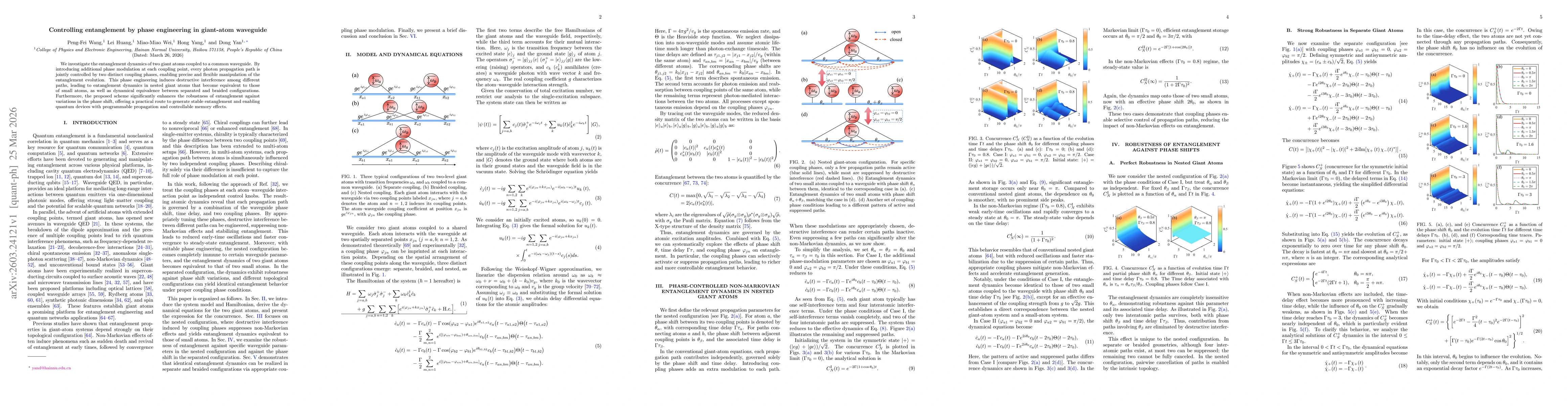 Thumbnail for Controlling entanglement by phase engineering in giant-atom waveguide