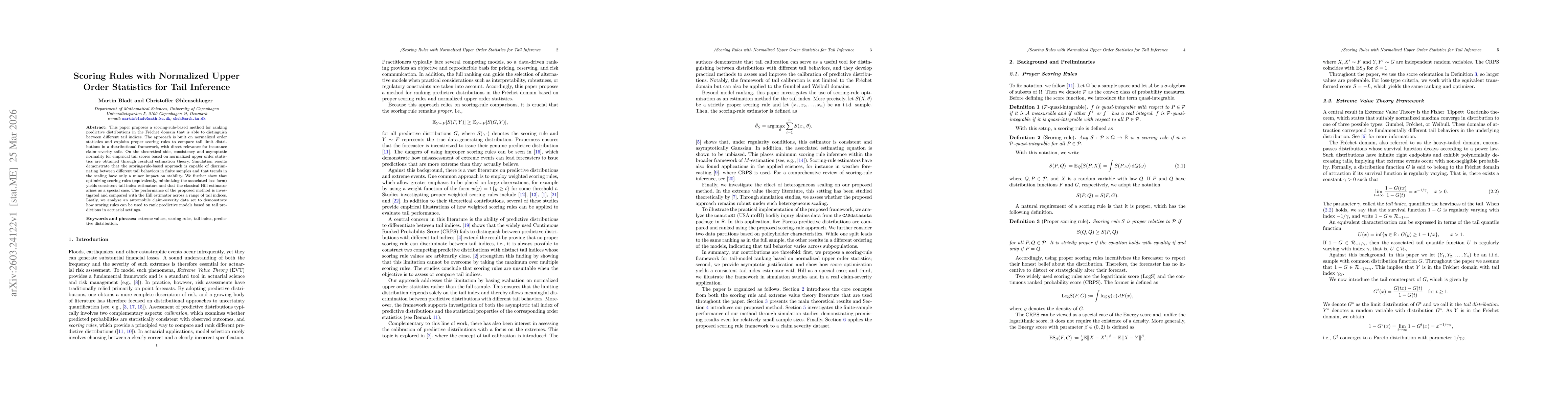 Thumbnail for Scoring Rules with Normalized Upper Order Statistics for Tail Inference