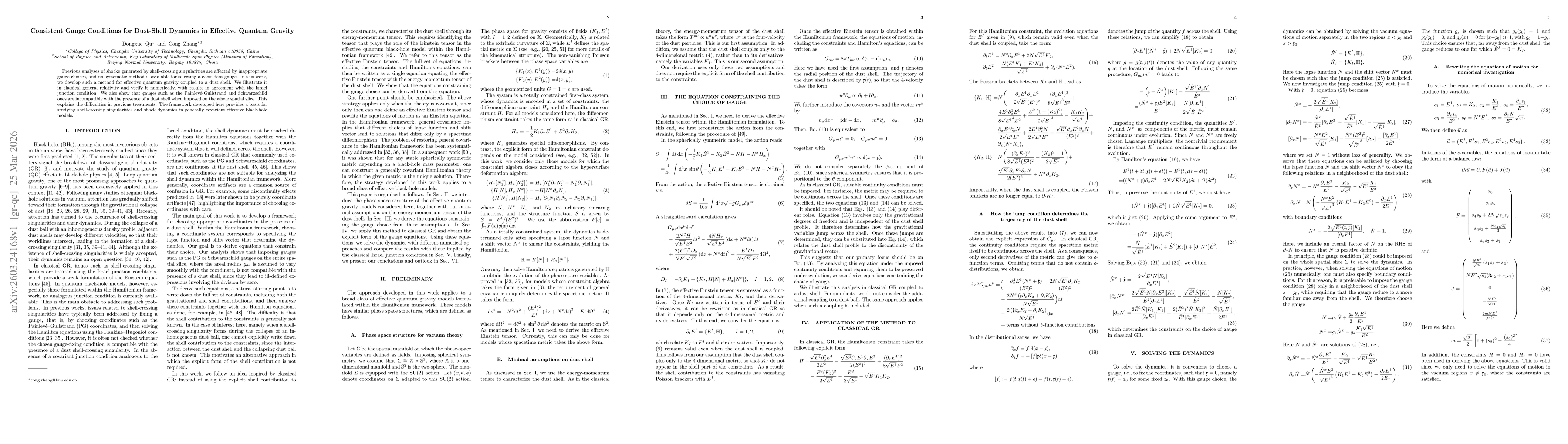 Thumbnail for Consistent Gauge Conditions for Dust-Shell Dynamics in Effective Quantum Gravity