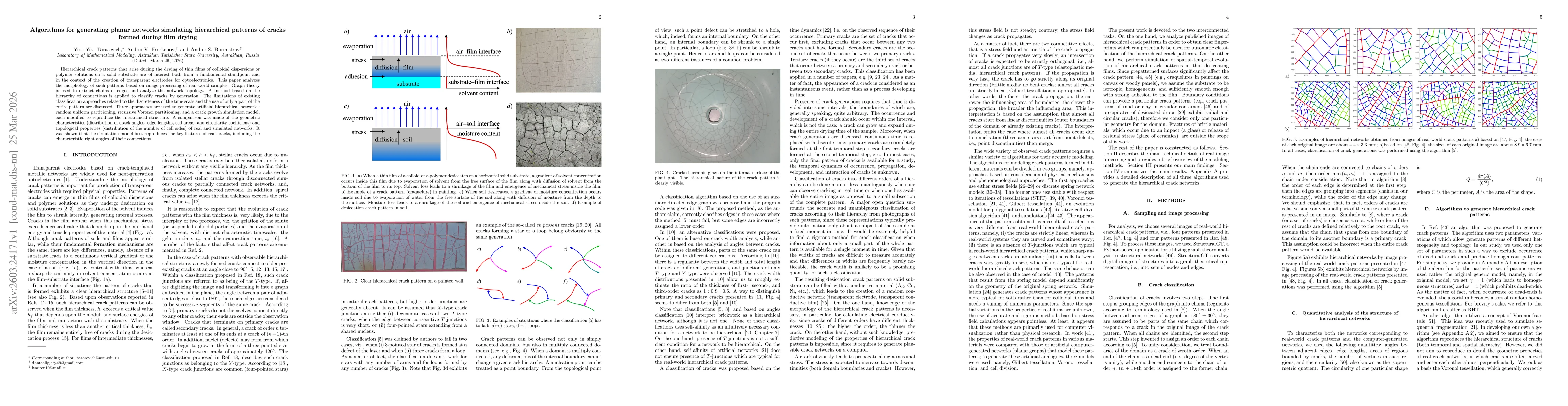 Thumbnail for Algorithms for generating planar networks simulating hierarchical patterns of cracks formed during film drying