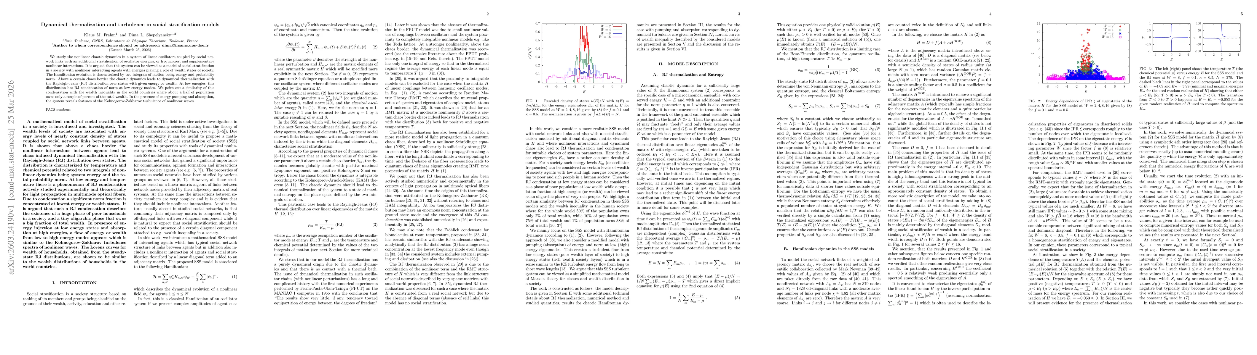 Thumbnail for Dynamical thermalization and turbulence in social stratification models