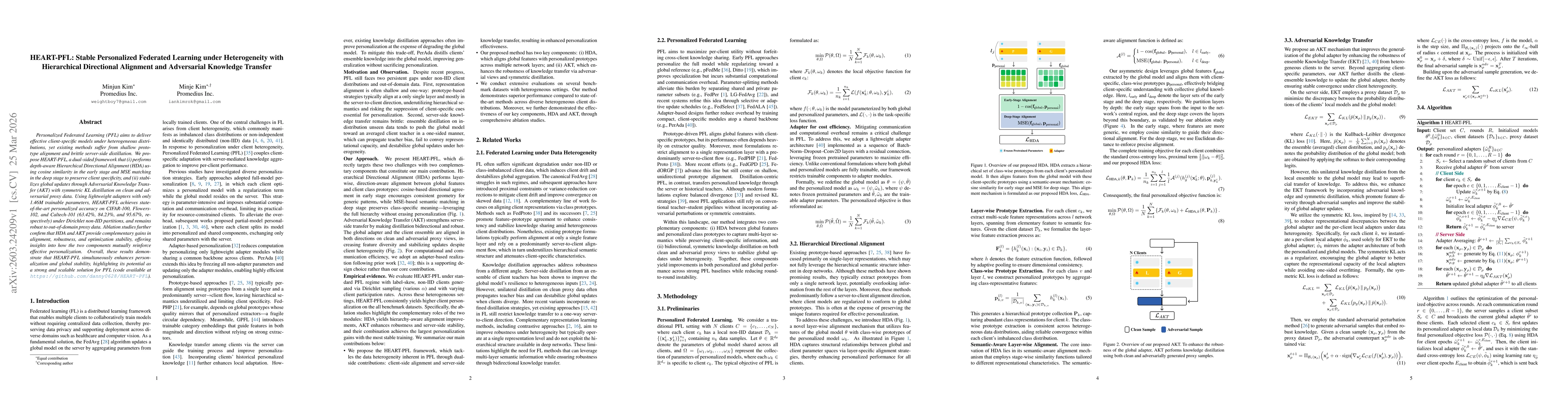 Thumbnail for HEART-PFL: Stable Personalized Federated Learning under Heterogeneity with Hierarchical Directional Alignment and Adversarial Knowledge Transfer