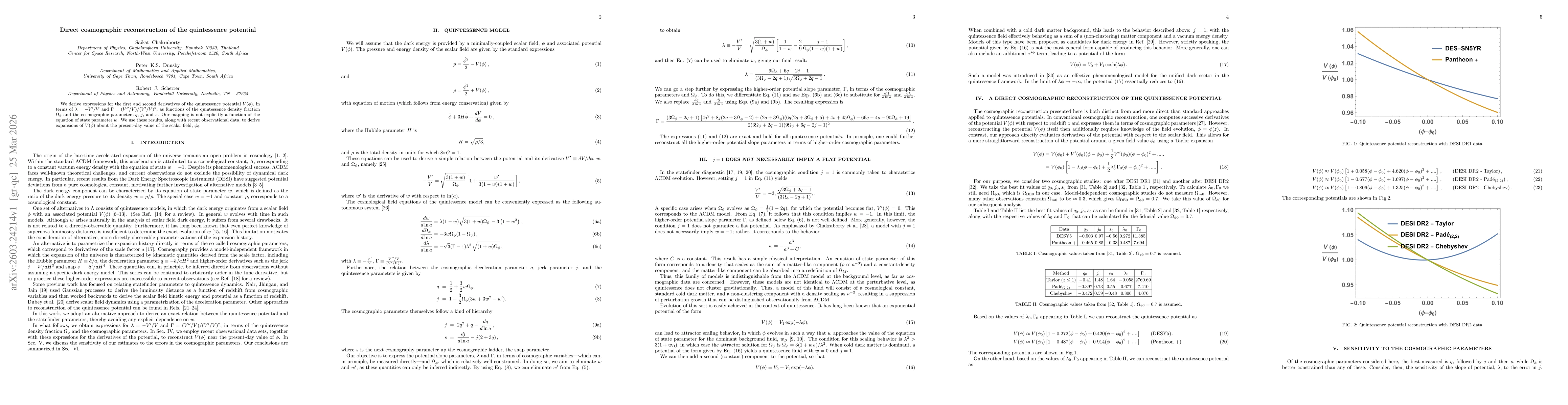 Thumbnail for Direct cosmographic reconstruction of the quintessence potential